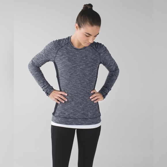 Lululemon Think Fast Long Sleeve, Coco Pique Black / Black, Size 10 - Picture 1 of 12